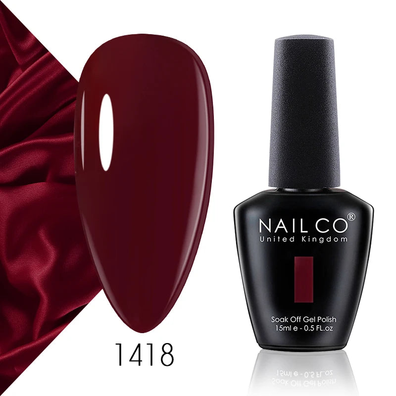 NAILCO 15ml Gel Nail Polish Vernis Semi Permanent Solid Soak Off UV Gel Varnish Nail Art Manicure BaseTop Coat