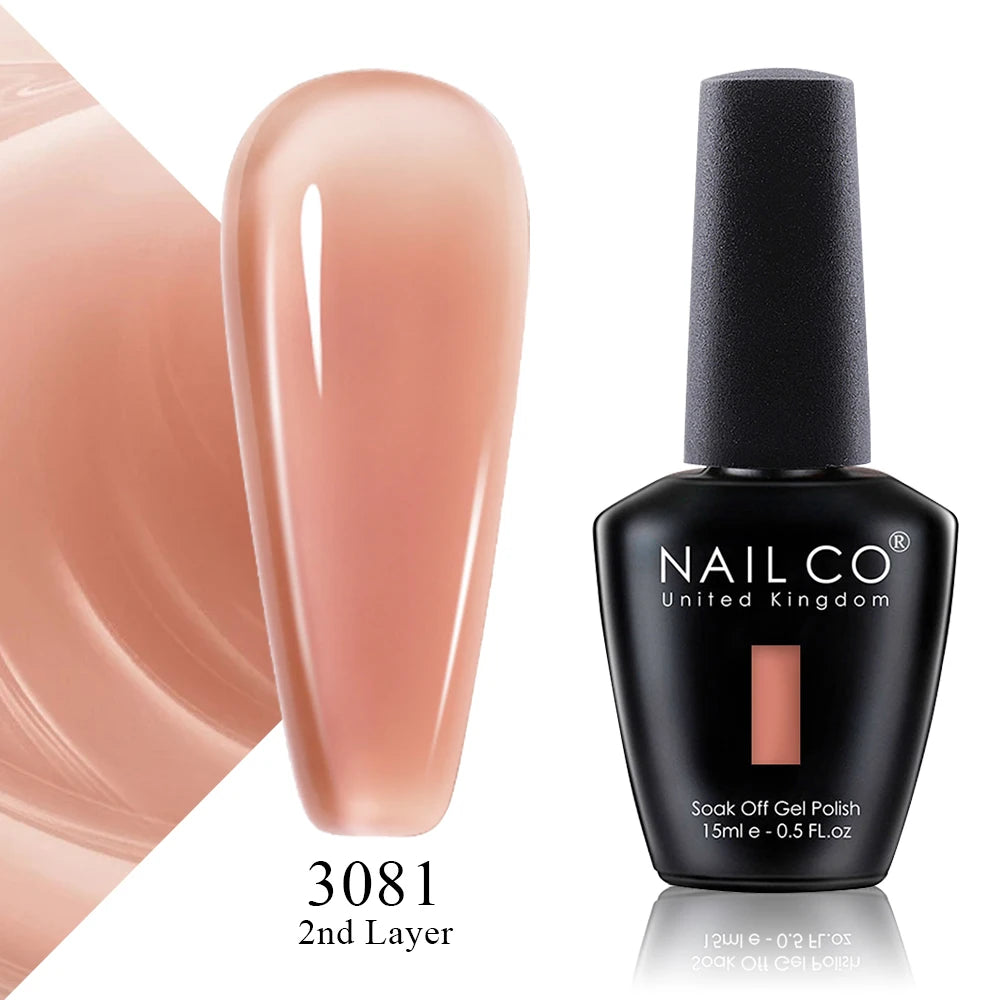 NAILCO 15ml Gel Nail Polish Vernis Semi Permanent Solid Soak Off UV Gel Varnish Nail Art Manicure BaseTop Coat