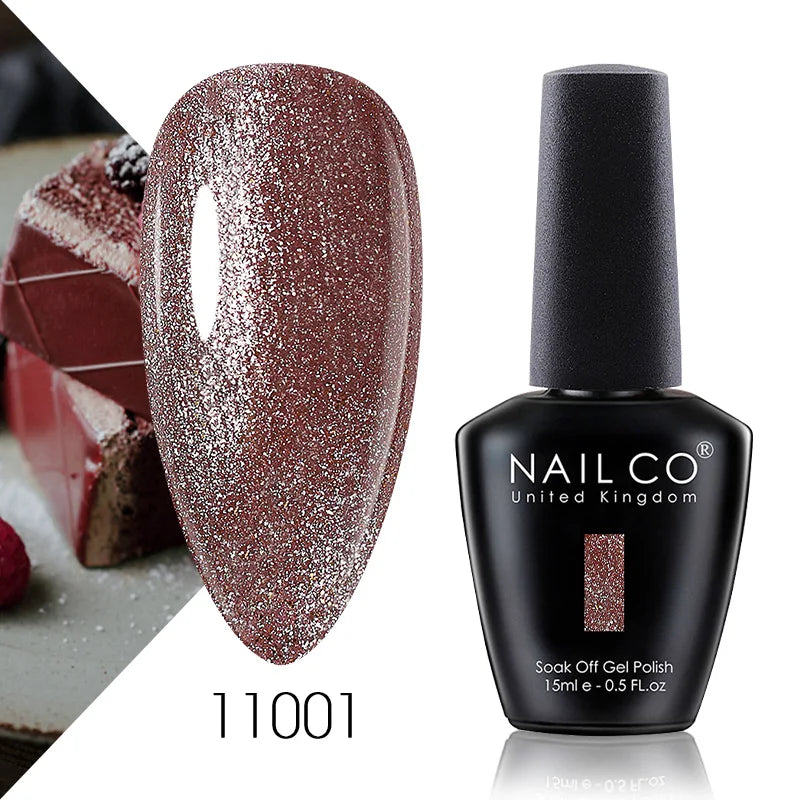 NAILCO 15ml Gel Nail Polish Vernis Semi Permanent Solid Soak Off UV Gel Varnish Nail Art Manicure BaseTop Coat