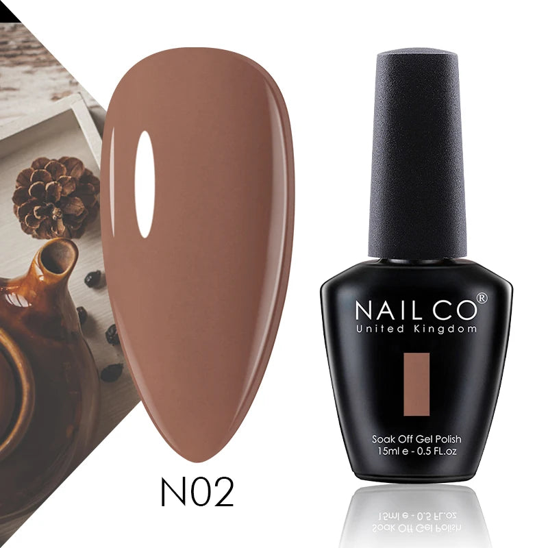 NAILCO 15ml Gel Nail Polish Vernis Semi Permanent Solid Soak Off UV Gel Varnish Nail Art Manicure BaseTop Coat