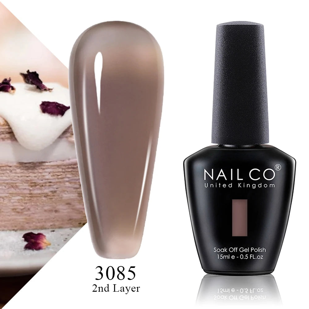 NAILCO 15ml Gel Nail Polish Vernis Semi Permanent Solid Soak Off UV Gel Varnish Nail Art Manicure BaseTop Coat
