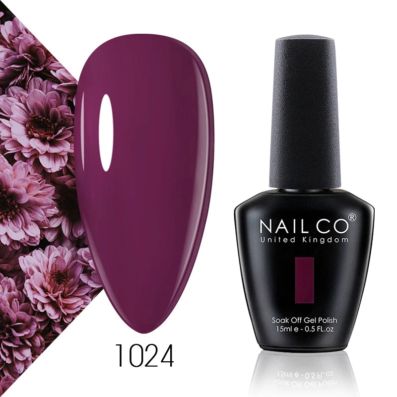 NAILCO 15ml Gel Nail Polish Vernis Semi Permanent Solid Soak Off UV Gel Varnish Nail Art Manicure BaseTop Coat