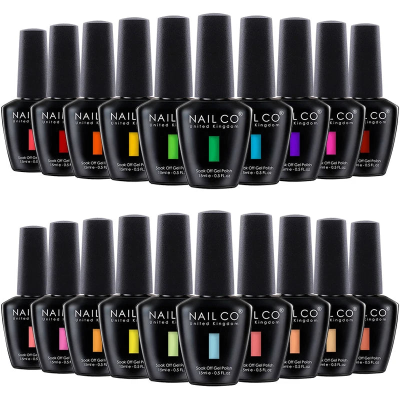 NAILCO 15ml Gel Nail Polish Vernis Semi Permanent Solid Soak Off UV Gel Varnish Nail Art Manicure BaseTop Coat