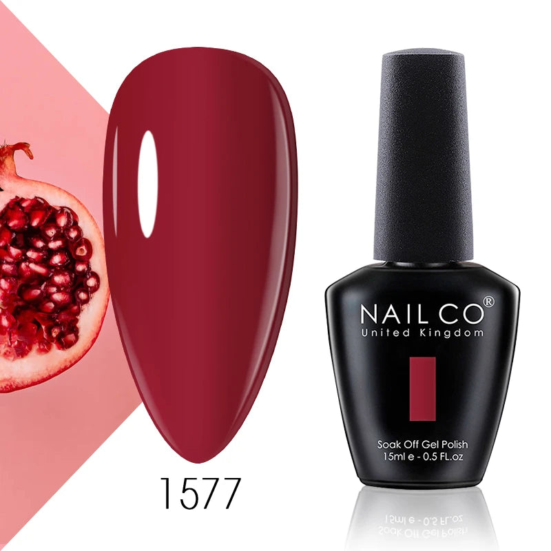 NAILCO 15ml Gel Nail Polish Vernis Semi Permanent Solid Soak Off UV Gel Varnish Nail Art Manicure BaseTop Coat