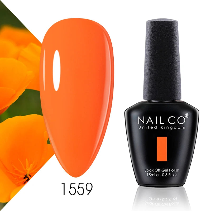 NAILCO 15ml Gel Nail Polish Vernis Semi Permanent Solid Soak Off UV Gel Varnish Nail Art Manicure BaseTop Coat