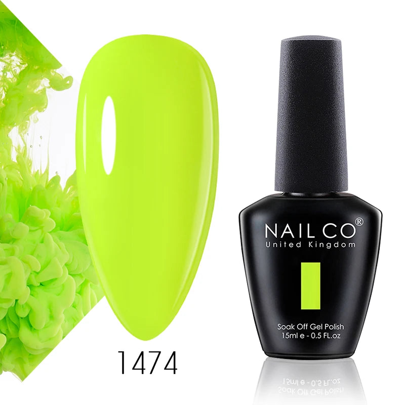 NAILCO 15ml Gel Nail Polish Vernis Semi Permanent Solid Soak Off UV Gel Varnish Nail Art Manicure BaseTop Coat