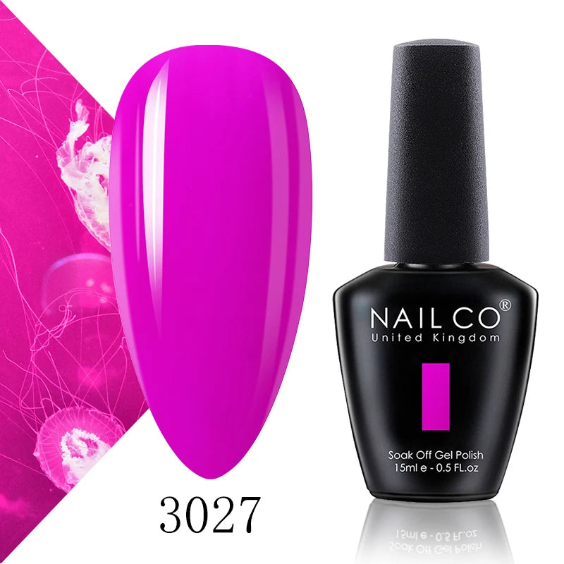 NAILCO 15ml Gel Nail Polish Vernis Semi Permanent Solid Soak Off UV Gel Varnish Nail Art Manicure BaseTop Coat