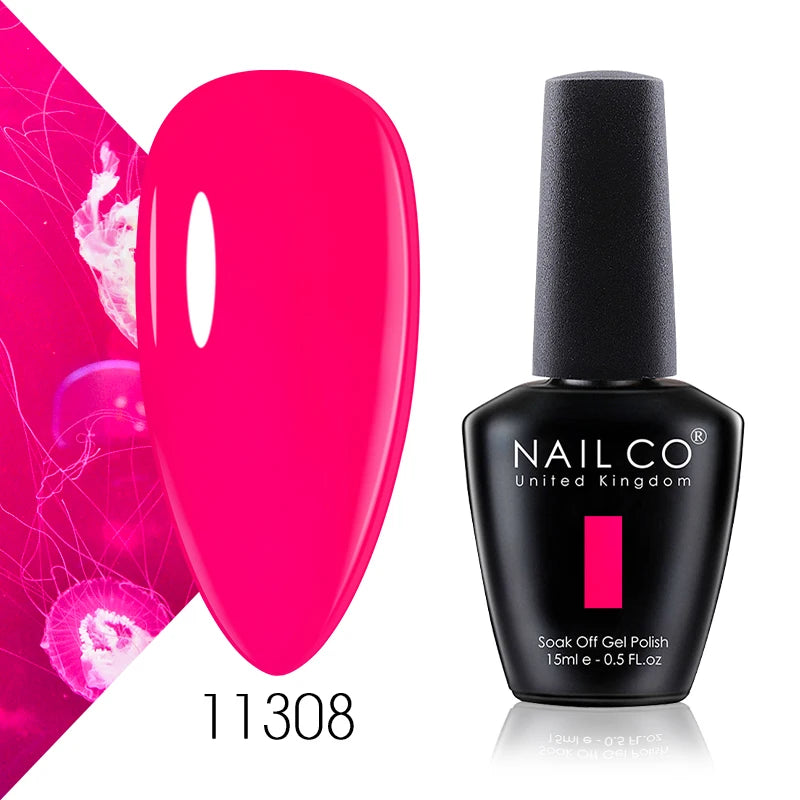 NAILCO 15ml Gel Nail Polish Vernis Semi Permanent Solid Soak Off UV Gel Varnish Nail Art Manicure BaseTop Coat