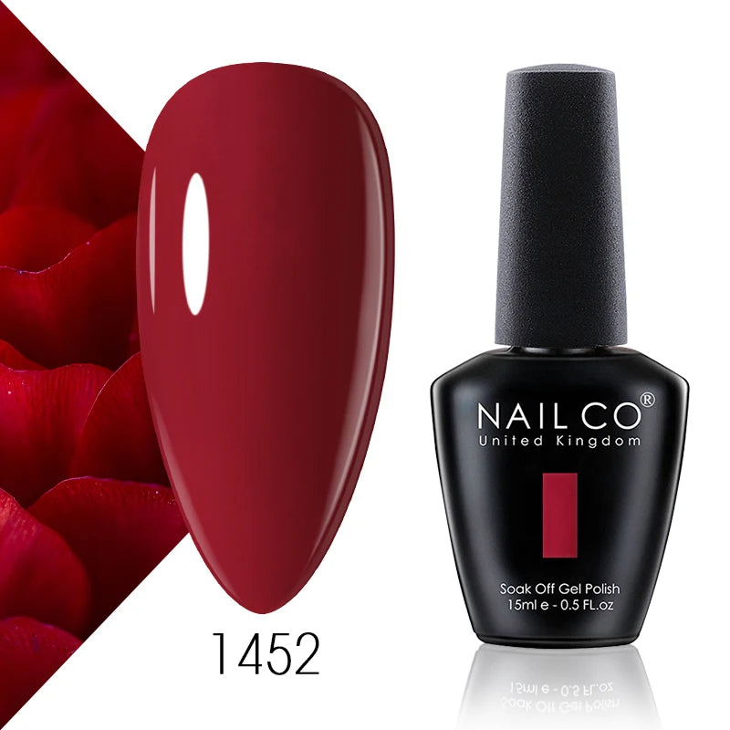 NAILCO 15ml Gel Nail Polish Vernis Semi Permanent Solid Soak Off UV Gel Varnish Nail Art Manicure BaseTop Coat