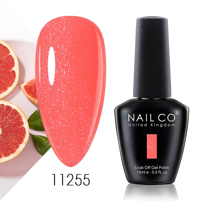 NAILCO 15ml Gel Nail Polish Vernis Semi Permanent Solid Soak Off UV Gel Varnish Nail Art Manicure BaseTop Coat