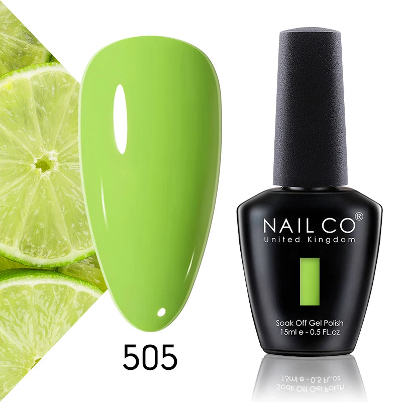 NAILCO 15ml Gel Nail Polish Vernis Semi Permanent Solid Soak Off UV Gel Varnish Nail Art Manicure BaseTop Coat