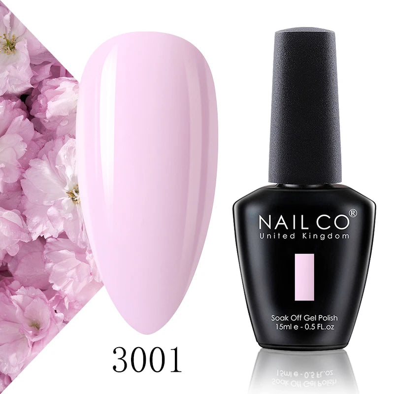 NAILCO 15ml Gel Nail Polish Vernis Semi Permanent Solid Soak Off UV Gel Varnish Nail Art Manicure BaseTop Coat