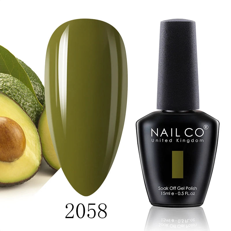 NAILCO 15ml Gel Nail Polish Vernis Semi Permanent Solid Soak Off UV Gel Varnish Nail Art Manicure BaseTop Coat