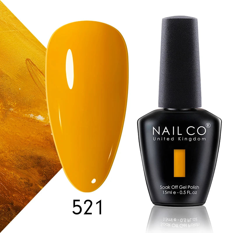 NAILCO 15ml Gel Nail Polish Vernis Semi Permanent Solid Soak Off UV Gel Varnish Nail Art Manicure BaseTop Coat