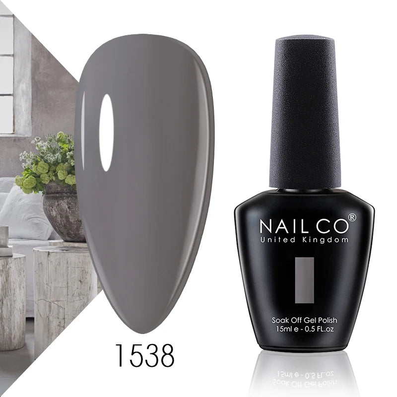 NAILCO 15ml Gel Nail Polish Vernis Semi Permanent Solid Soak Off UV Gel Varnish Nail Art Manicure BaseTop Coat