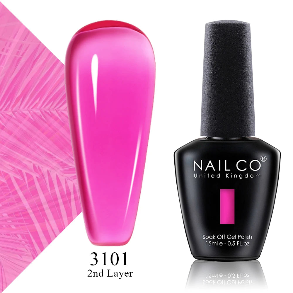 NAILCO 15ml Gel Nail Polish Vernis Semi Permanent Solid Soak Off UV Gel Varnish Nail Art Manicure BaseTop Coat