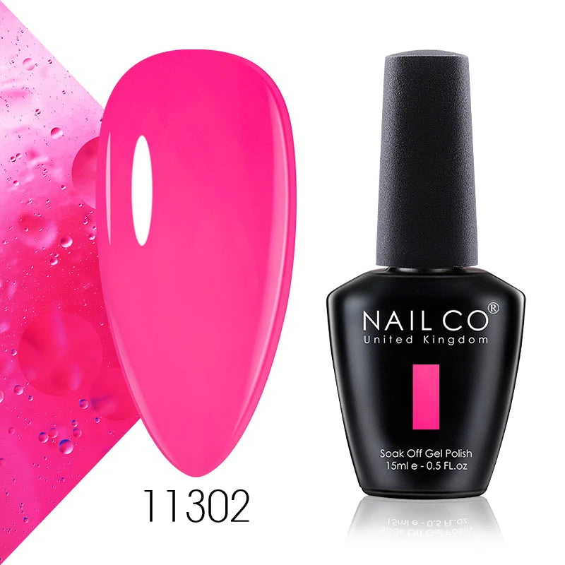 NAILCO 15ml Gel Nail Polish Vernis Semi Permanent Solid Soak Off UV Gel Varnish Nail Art Manicure BaseTop Coat