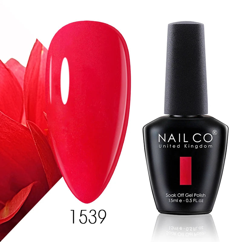 NAILCO 15ml Gel Nail Polish Vernis Semi Permanent Solid Soak Off UV Gel Varnish Nail Art Manicure BaseTop Coat