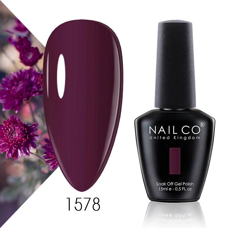 NAILCO 15ml Gel Nail Polish Vernis Semi Permanent Solid Soak Off UV Gel Varnish Nail Art Manicure BaseTop Coat