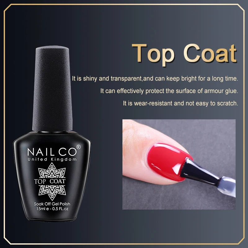 NAILCO Nails Art Colors Vernis Semi Permanent UV Varnish Gel Nail Polish For All Gel Manicure TOP Coat Varnish Hybrid Gel Polish