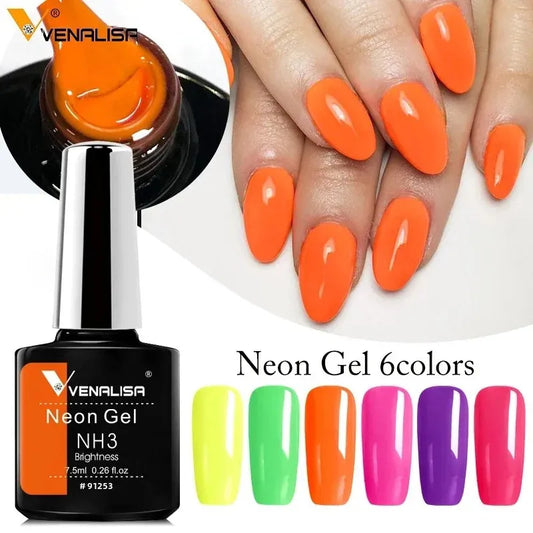 VENALISA Neon Gel Nail Polish, Bright Color Soak off for Professional Manicure And DIY Home Use Nail Art Salon Designs