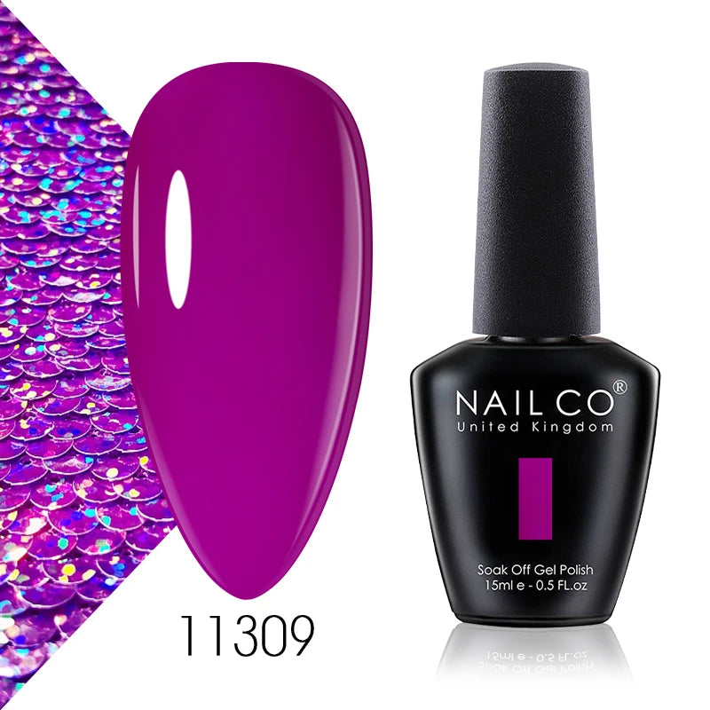 NAILCO 15ml Gel Nail Polish Vernis Semi Permanent Solid Soak Off UV Gel Varnish Nail Art Manicure BaseTop Coat
