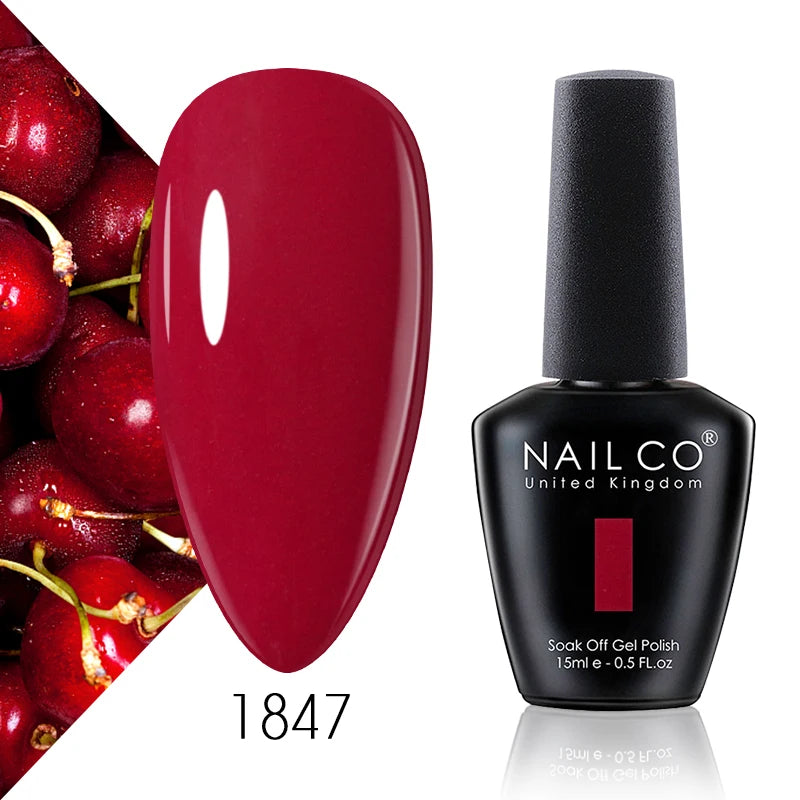 NAILCO 15ml Gel Nail Polish Vernis Semi Permanent Solid Soak Off UV Gel Varnish Nail Art Manicure BaseTop Coat