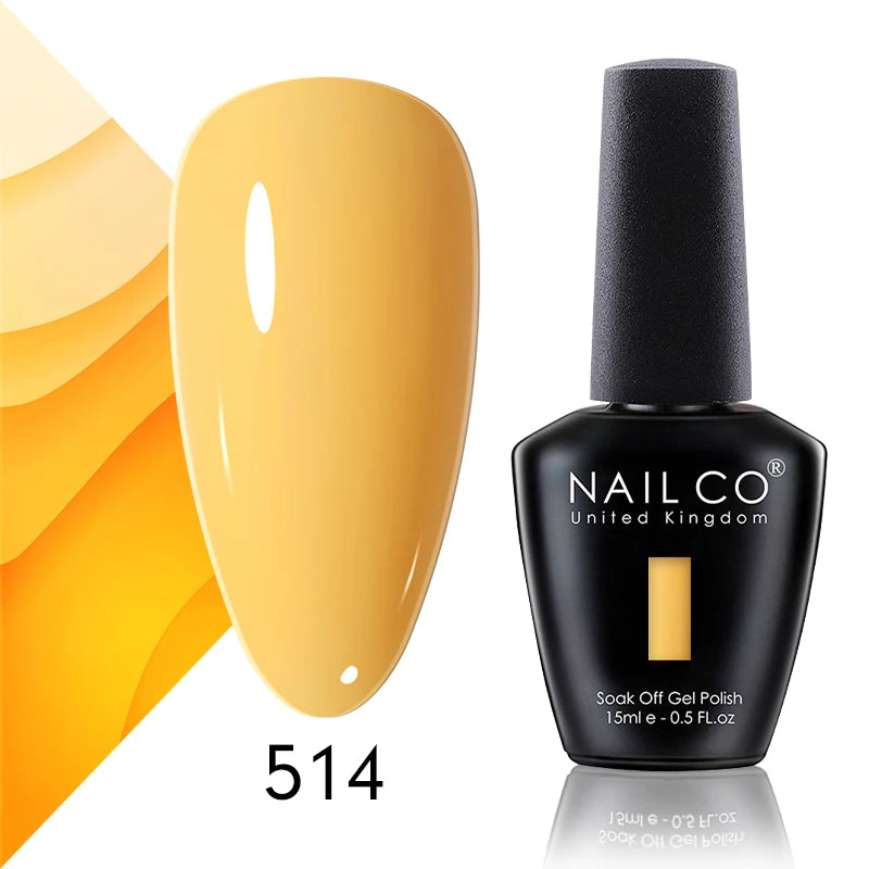 NAILCO 15ml Gel Nail Polish Vernis Semi Permanent Solid Soak Off UV Gel Varnish Nail Art Manicure BaseTop Coat
