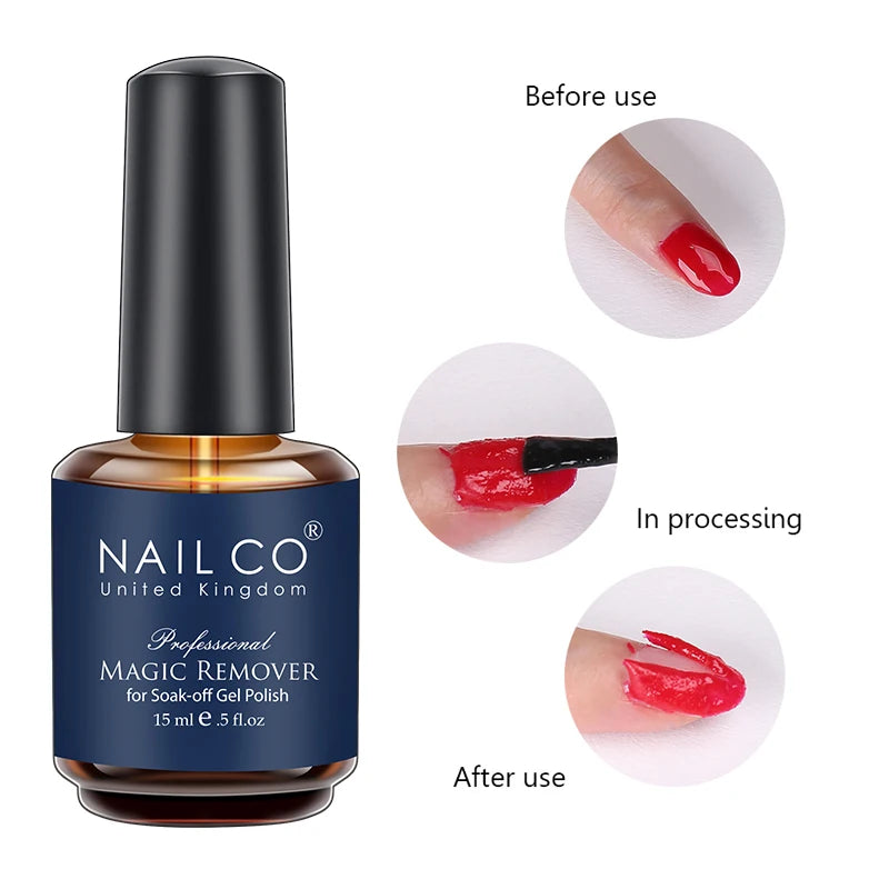 NAILCO 15ml Gel Nail Polish Vernis Semi Permanent Solid Soak Off UV Gel Varnish Nail Art Manicure BaseTop Coat